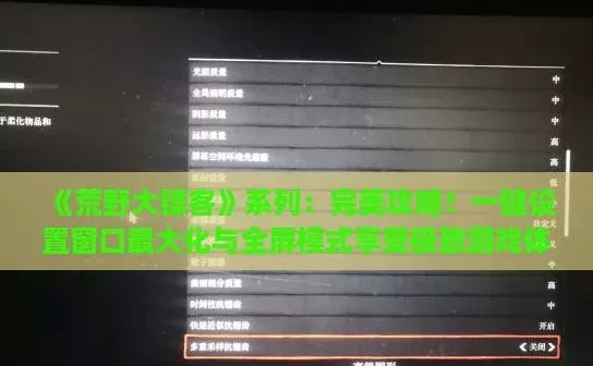 荒野大镖客系列：完美攻略！一键设置窗口最大化与全屏模式享受极致游戏体验