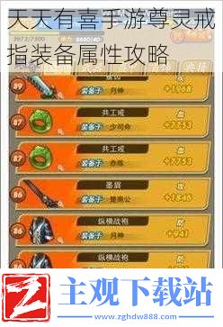 天天有喜手游尊灵戒指装备属性攻略