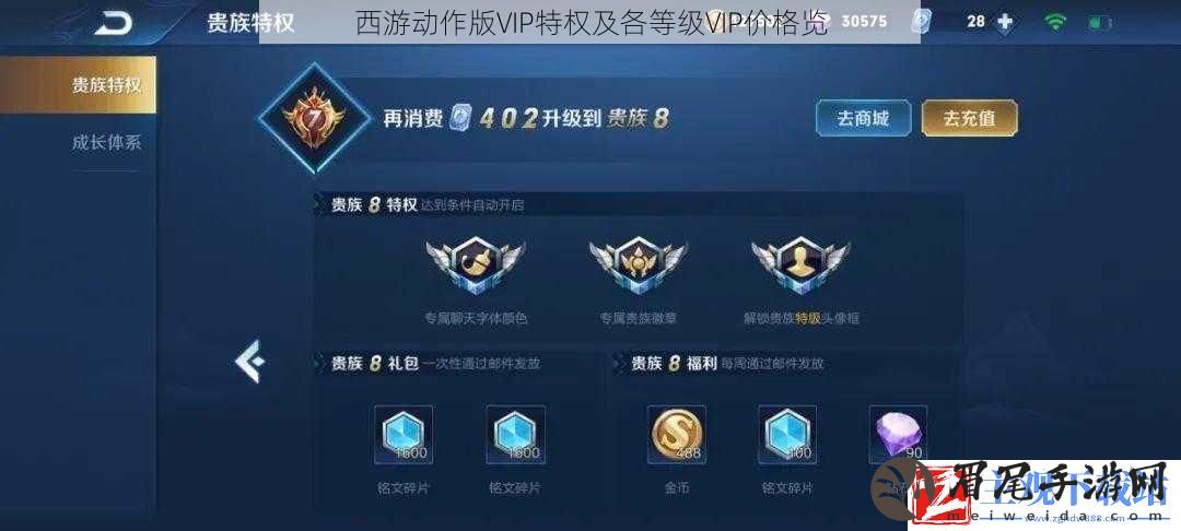 西游动作版VIP特权及各等级VIP价格览