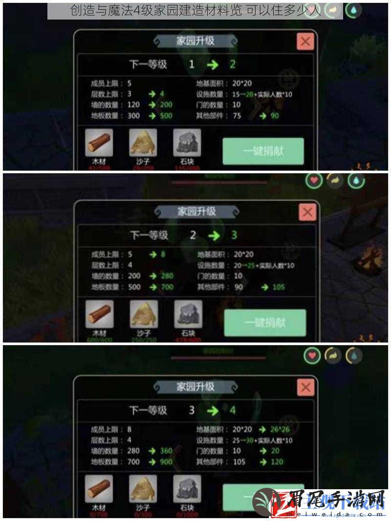 创造与魔法4级家园建造材料览