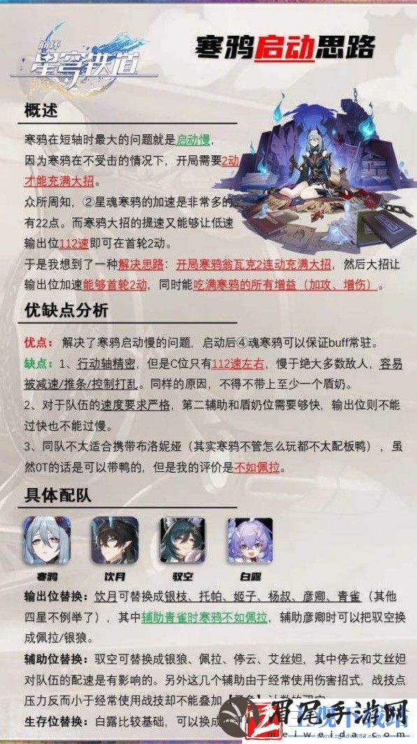 崩坏星穹铁道寒鸦阵容搭配分享