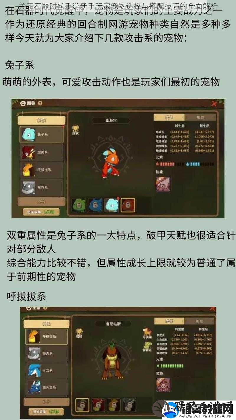 关于石器时代手游新手玩家宠物选择与搭配技巧的全面解析