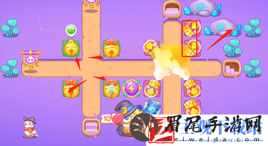 保卫萝卜4阿波与魔法宝藏第57关通关攻略
