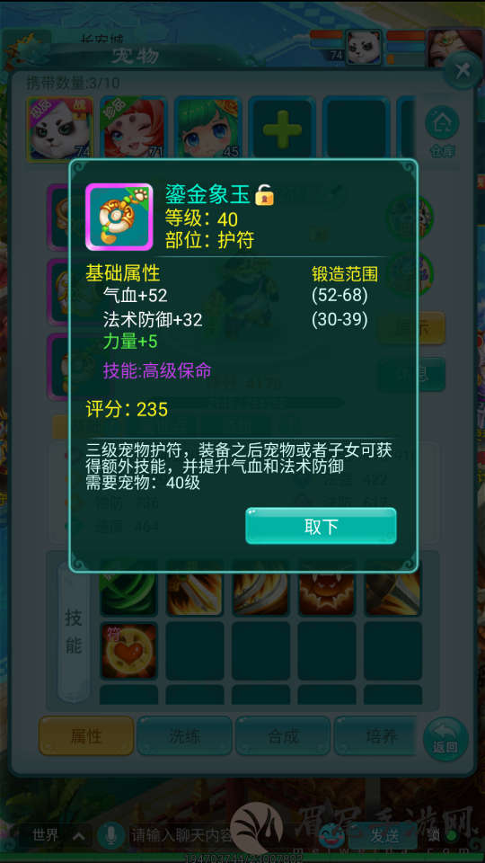 《逍遥情缘》手游宠物装备为什么护符最重要？提供额外技能真的香！