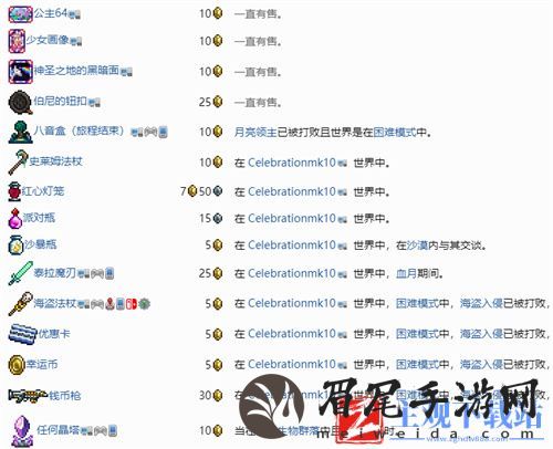 泰拉瑞亚1.4公主卖什么